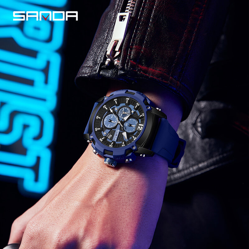 SANDA 5312 مقاوم للماء ساعة رجالي العلامة التجارية الأصلية الرجال الساعات تاريخ مضيئة الأيدي الكوارتز حركة الرياضة ساعة اليد reloj hombre