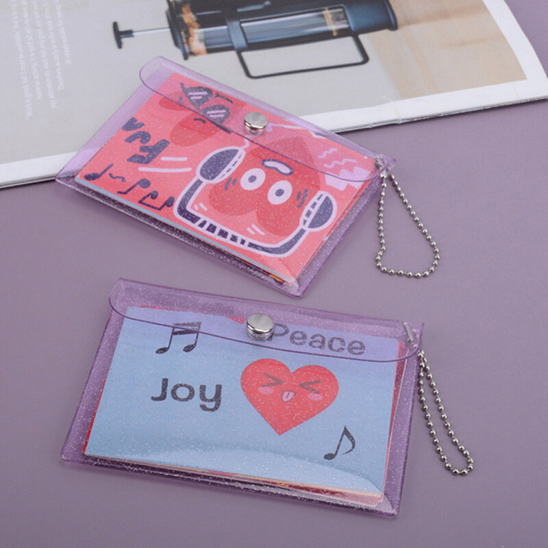 محفظة عملات بلاستيكية شفافة مع حلقة مفاتيح للفتيات ، محفظة صغيرة ، حامل بطاقة هوية ، محفظة أعمال ، لطيفة ، 1 * *