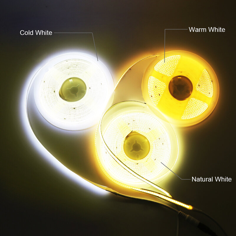 COB LED قطاع الخفيفة ، شريط مرن ، ثنائي الفينيل متعدد الكلور ، الدافئة الأبيض الطبيعي ، عالية الكثافة أضواء الخطية ، 5 فولت ، 12 فولت ، 24 فولت ، 320 ، 480 ، 384 ، 528 المصابيح ، 5 مللي متر ، 3 مللي متر ، 8 مللي متر