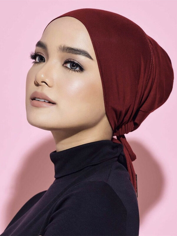 غطاء حجاب داخلي تربان إسلامية إسلامية قابل للتعديل غطاء تحتي بونيه لينة جيرسي تمتد الحجاب غطاء أنبوبي Turbante Mujer قبعة