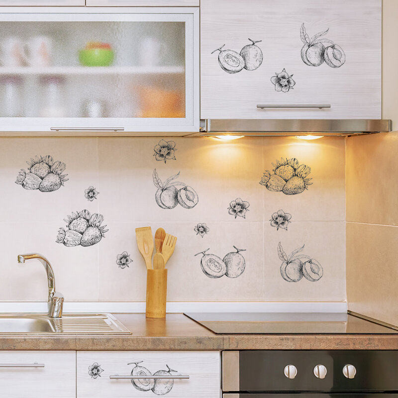 30*60 سنتيمتر الفاكهة عادي الإبداعية الجدار ملصق الكتابة على الجدران خلفية جدار مطعم المطبخ الثلاجة جدارية ديكور الجدار ملصق