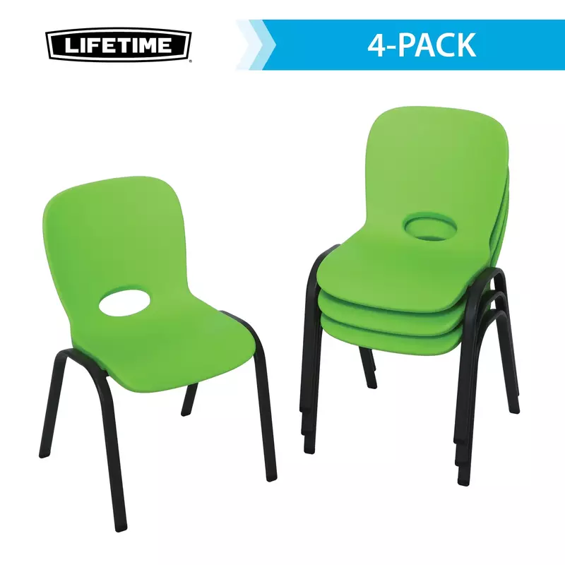 كرسي تكديس بلاستيكي للأطفال-4 Pk (أساسي) ، 80473 ، أخضر ليموني