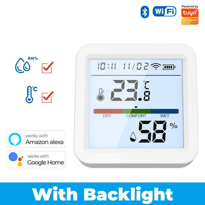 Tuya ZigBee WiFi مستشعر درجة الحرارة والرطوبة اللاسلكي الذكي ، مقياس الرطوبة والإضاءة الخلفية LCD ، مقياس الحرارة ، المستخدم في الحفلات الموسيقية