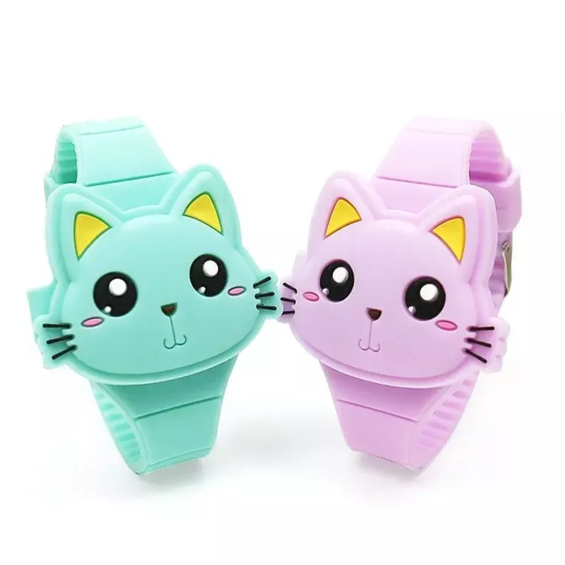 موضة ساعة أطفال لطيف القط شكل LED الساعات الرقمية للفتيات بنين BPA الحرة سيليكون باند صدفي تصميم الأطفال ساعة اليد