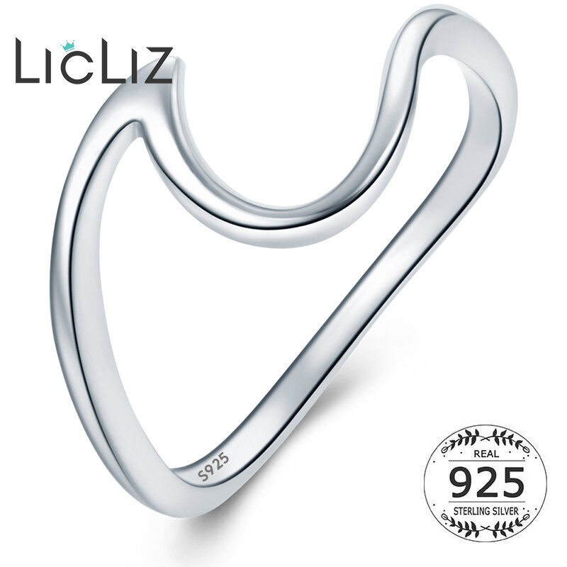 LicLiz جديد 925 فضة تصفح موجة خاتم للنساء مجوهرات الزفاف اكسسوارات Anillos Plata 925 الفقرة Mujer LR0758