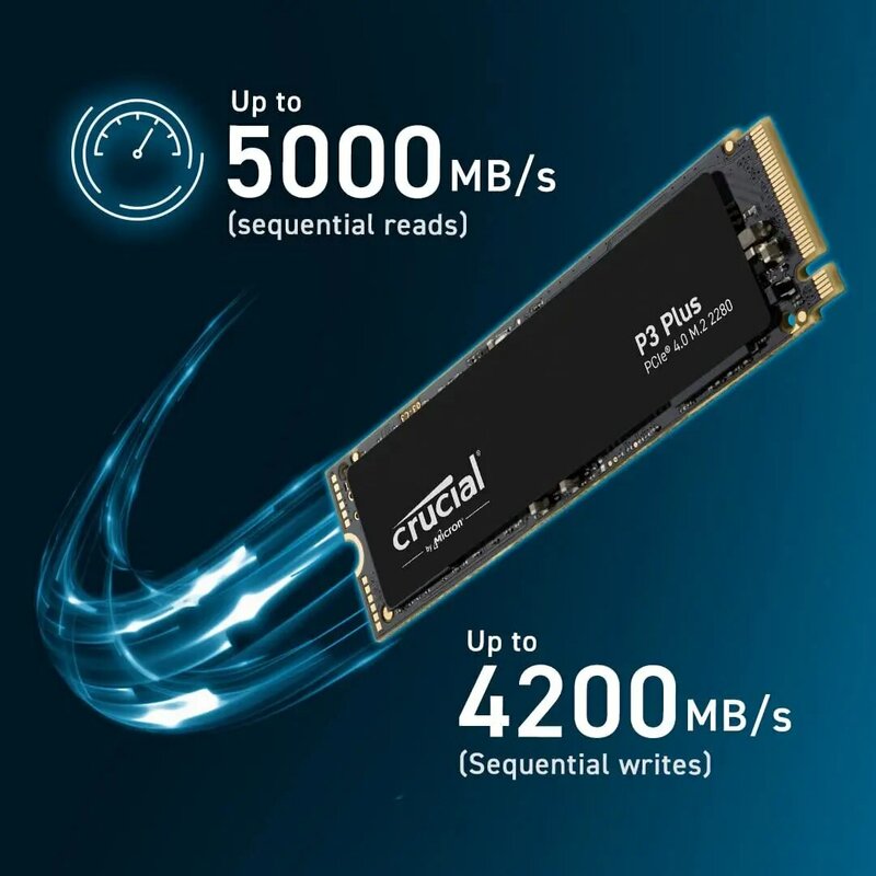 حاسمة P3 Plus 2 ، 1 من من من نوع GB PCIe Gen4 3D NVMe M.2 SSD ، حتى