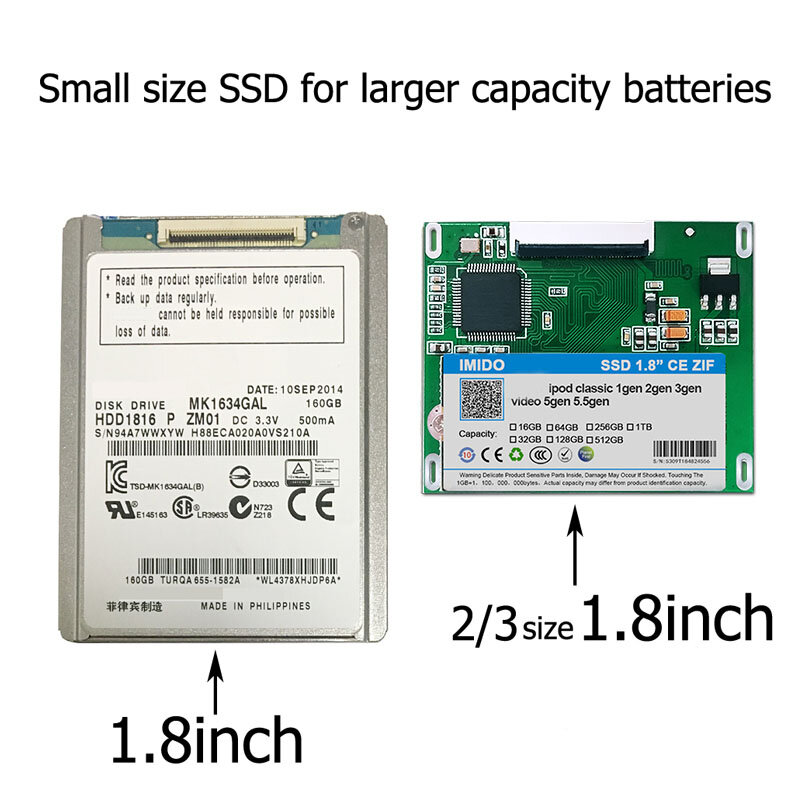 آي بود كلاسيك SSD 128GB ، متوافق مع الفيديو Gen5 ، 6th و 7th Gen Gen ، متجر المصنع مباشرة التي تم جمعها ، ديسكو دورو Solido