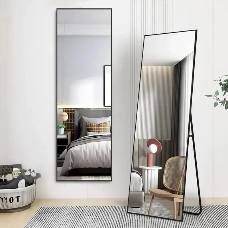مرآة كاملة الطول للجدار ، إطار من سبائك الألومنيوم ، مرآة زينة كبيرة ، مرآة غرفة النوم ، 59 × 16 بوصة