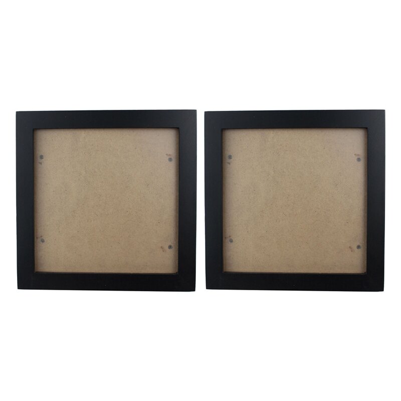 مربع سميكة خشب الصنوبر إطار الصورة ، جدار إطار الصورة ، أسود ، 6 بوصة ، 2 قطعة