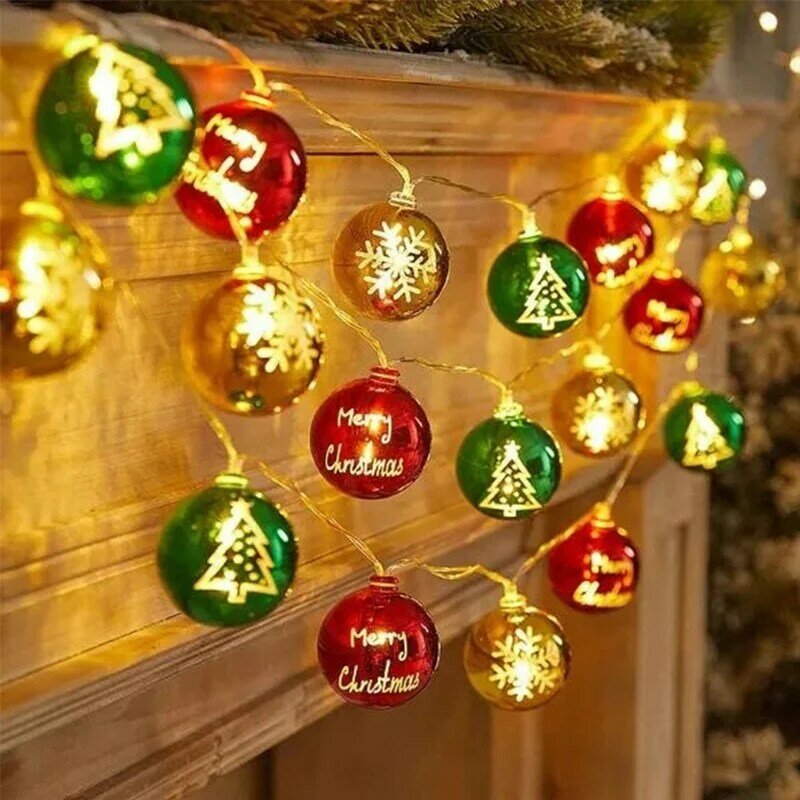 كرة عيد الميلاد مع سلاسل الإضاءة LED ، مهرجان الديكور ، ضوء الجو ، حفلة منزلية ، ديكور معلق في الهواء الطلق ، هدية طفل