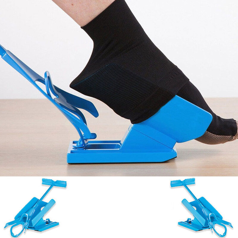 جورب المنزلق المعونة الأزرق مساعد عدة يساعد على وضع الجوارب على قبالة لا الانحناء لبيسة حذاء مناسبة ل الجوارب دعم دعامة القدم