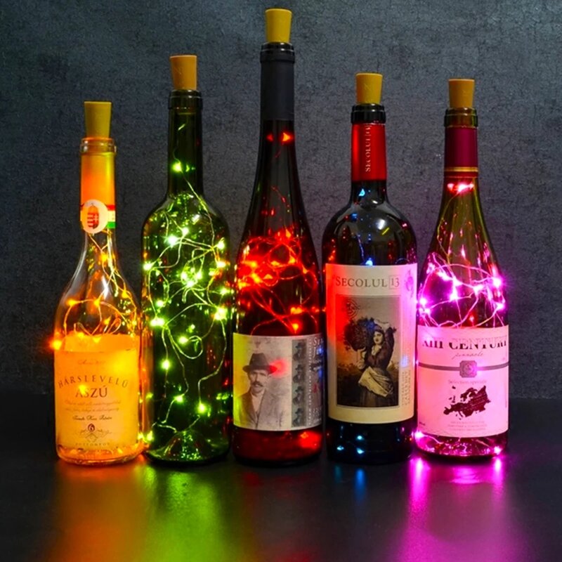 1/2/3M LED سدادة زجاجة النبيذ سلسلة أضواء عطلة الديكور الطوق النبيذ زجاجة الجنية ضوء عيد الميلاد أضواء خيط سلك نحاسي