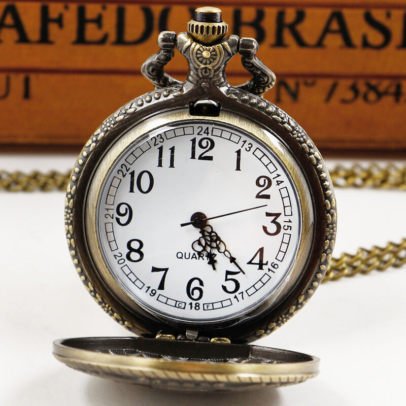 رائعة الفنية منحوتة اليابان الشهيرة أنيمي الجيب الساعات قلادة سلسلة Vintage فوب Steampunk قلادة ساعة