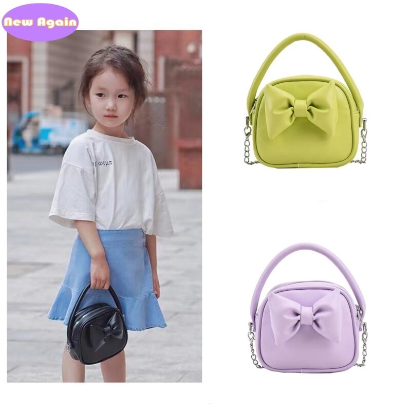 حقائب يد صغيرة للفتيات والأم ، ألوان الحلوى ، حقيبة كتف صغيرة مع القوس ، جميلة ، للأطفال ، na010