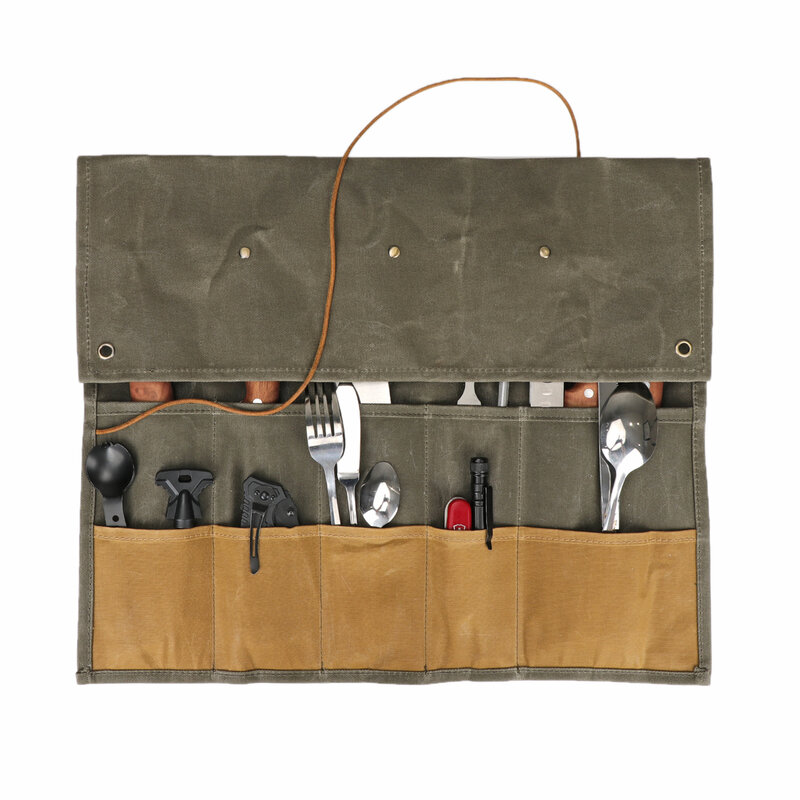 حقيبة أدوات طاولة قماشية محمولة توربون ، حقيبة تخزين أواني الطبخ ، منظم الأدوات ، ملحقات التخييم