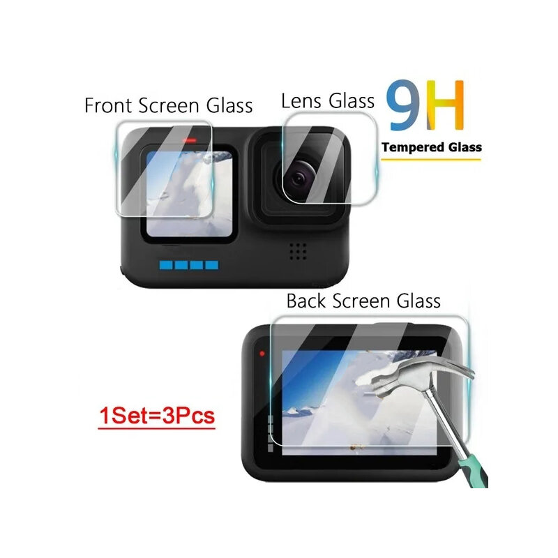 6 قطعة الزجاج المقسى حامي الشاشة ل GoPro بطل 11 10 9 الأسود عدسة حماية فيلم واقية ل Gopro 8 كاميرا الملحقات