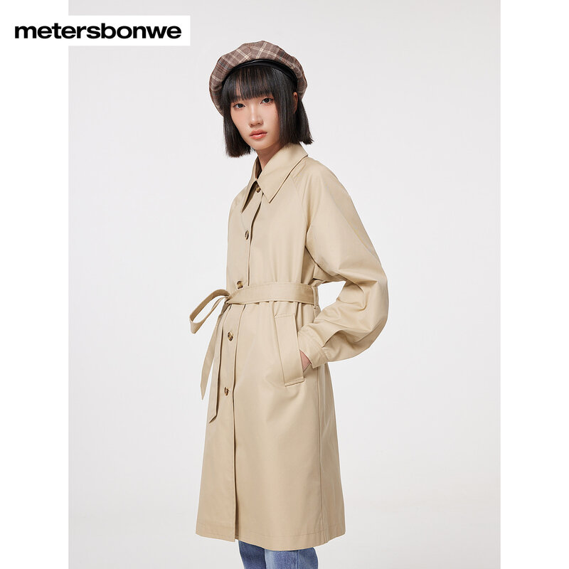 Metersbonwe-معطف واق من المطر قطني أساسي للنساء ، ملابس خارجية للسيدات ، سترة واقية من الرياح ، علامة تجارية جديدة ، ربيع ، خريف