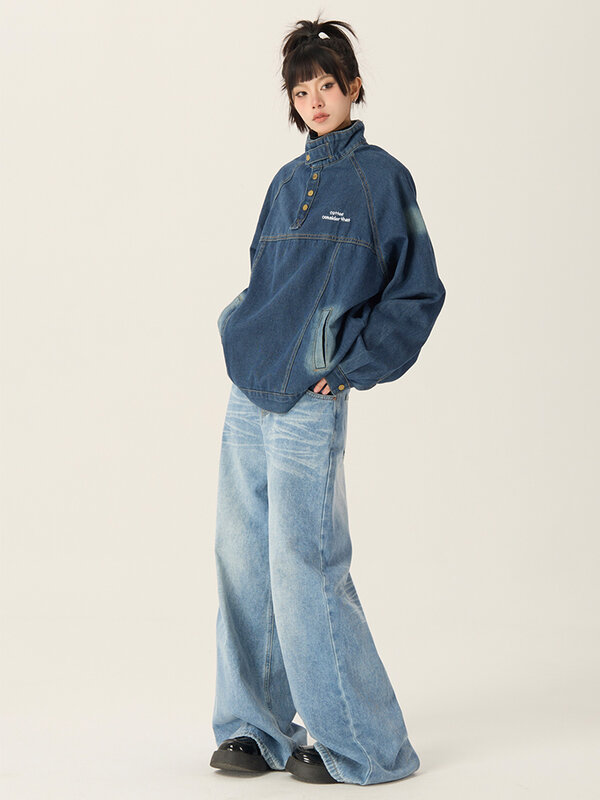جينز نسائي عتيق بخصر عالٍ ، ملابس الشارع بنمط هاراجاو ، ساق واسعة ، بنطلون جينز فضفاض مستقيم ، بنطلون فضفاض ، الموضة ، Y2K