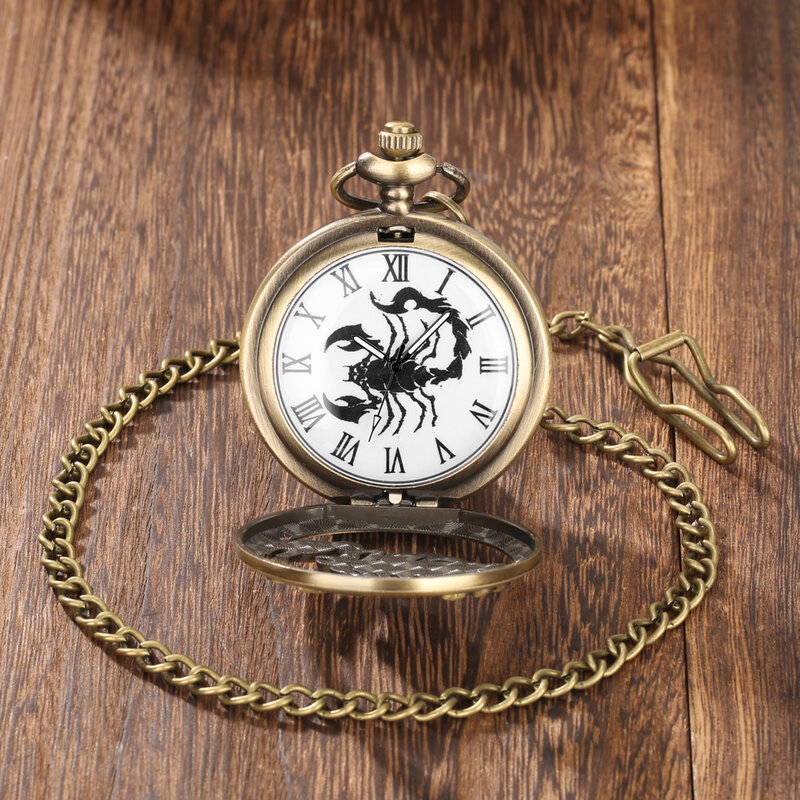 Steampunk خمر العقرب نمط فوب سلسلة مجوهرات كوارتز ساعة الجيب الرجال الأرقام الرومانية الجوف قلادة قلادة الساعات سيدة