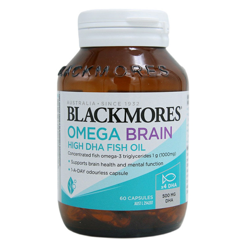BLACKMORES أوميغا الدماغ 4 مرات زيت السمك DHA يدعم صحة الدماغ والوظيفة العقلية 60 كبسولة