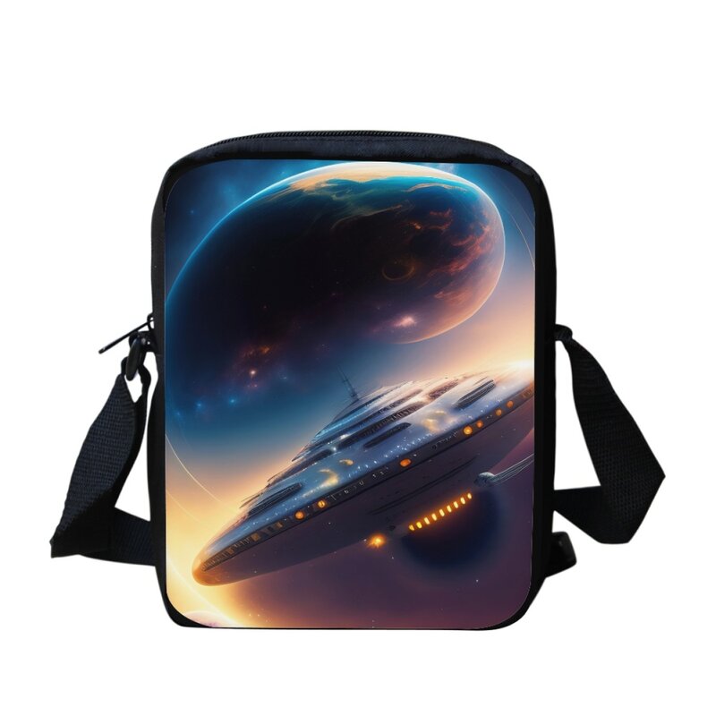 العصرية كول مركبة الفضاء UFO نمط حقيبة كروسبودي المدرسة البرية متعددة الوظائف حقائب الكتف طالب حقيبة الكتف عادية رسول