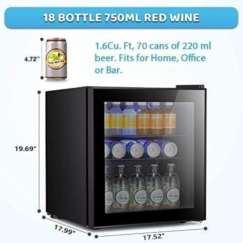 آلة توزيع مشروبات قابلة للإزالة من الأمام ، مناسبة لصودا البيرة أو النبيذ ، صغيرة ، منزلية ، مكتب أو بار ، 1.6cu.ft
