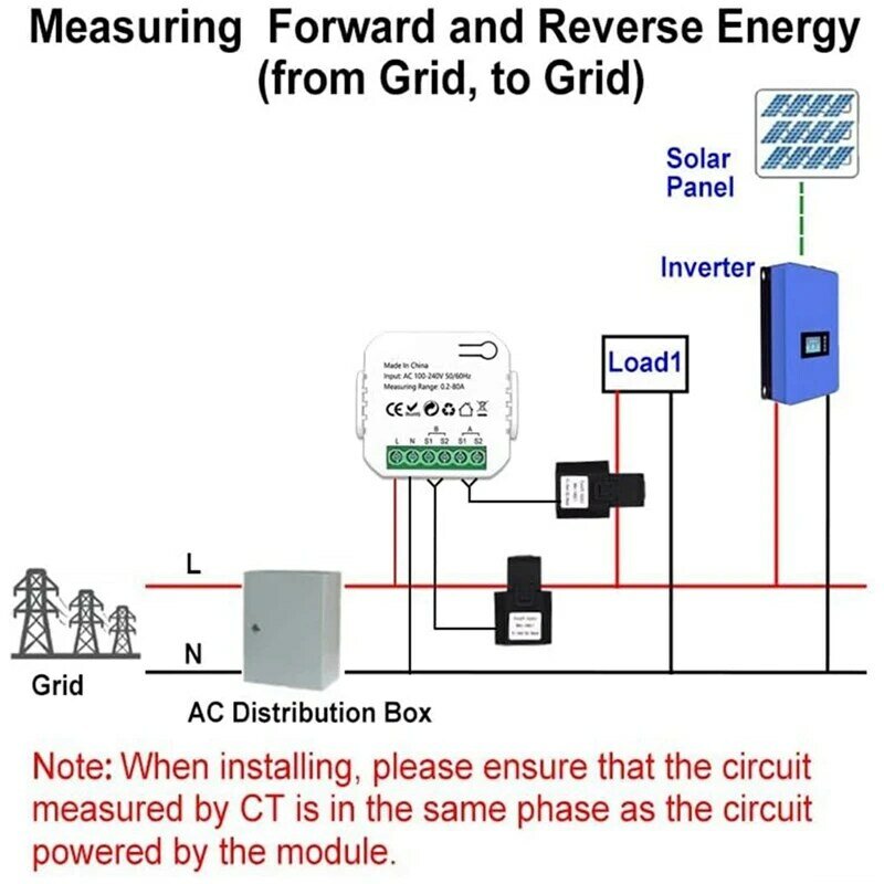 Tuya WiFi مقياس طاقة ذكي ، نظام الطاقة الشمسية الكهروضوئية ، استهلاك الطاقة ، مراقبة ثنائية الاتجاه ، متر مع 2 قيراط