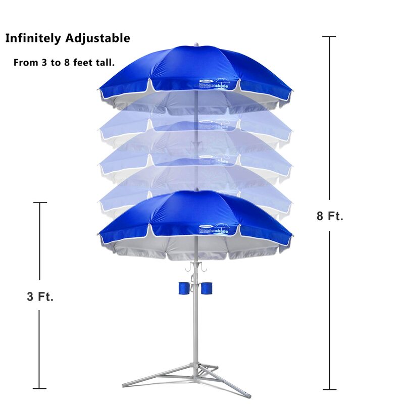 مظلة ظل الشمس ، 5 بوصة ، محمولة ، خفيفة ، قابلة للتعديل ، للحماية الفورية من أشعة الشمس ، uf + 50 ، زرقاء