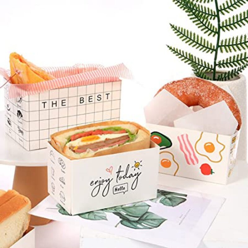 صندوق تعبئة ، مخصص ، صناديق برغر صغيرة ، صينية خبز محمص تحمل شطيرة هوت دوج دونات وافل ، منتج مخصص