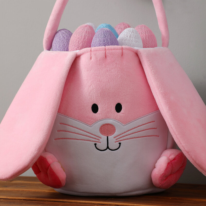 حقيبة دلو أذن الأرنب الكرتونية لعيد الفصح للأطفال ، حقيبة يد البيض ، عيد الفصح السعيد ، هدية حزمة الحلوى