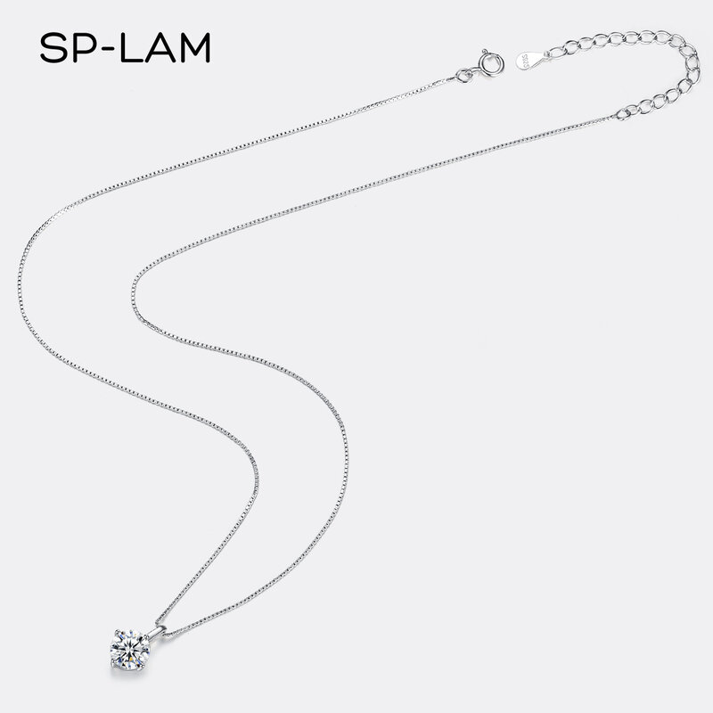 SP-LAM 1Ct مويسانيتي حجر قلادة القلائد الصيف العصرية 925 فضة 2022 امرأة قلادة مجوهرات الزفاف فضفاض