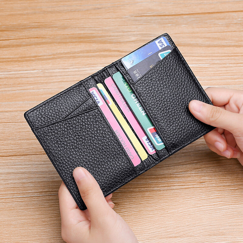 YUECIMIE-محفظة جلدية أصلية فائقة النحافة للرجال ، حامل بطاقة ائتمان صغير ، محفظة رفيعة ، حاملات بطاقات صغيرة
