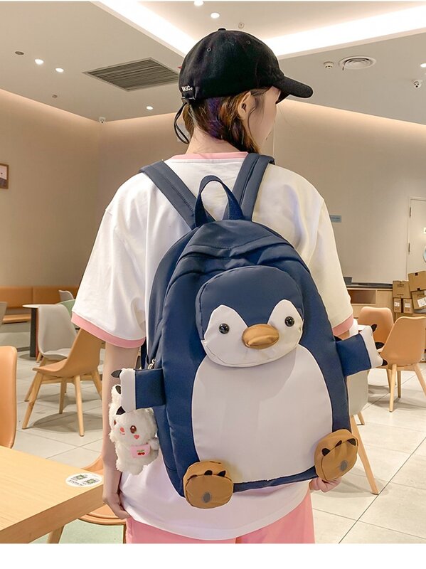 سعة كبيرة على ظهره بسيطة ، والتطريز شخصية ، لطيف البطريق طالب الجامعة ، تخصيص النسخة الكورية
