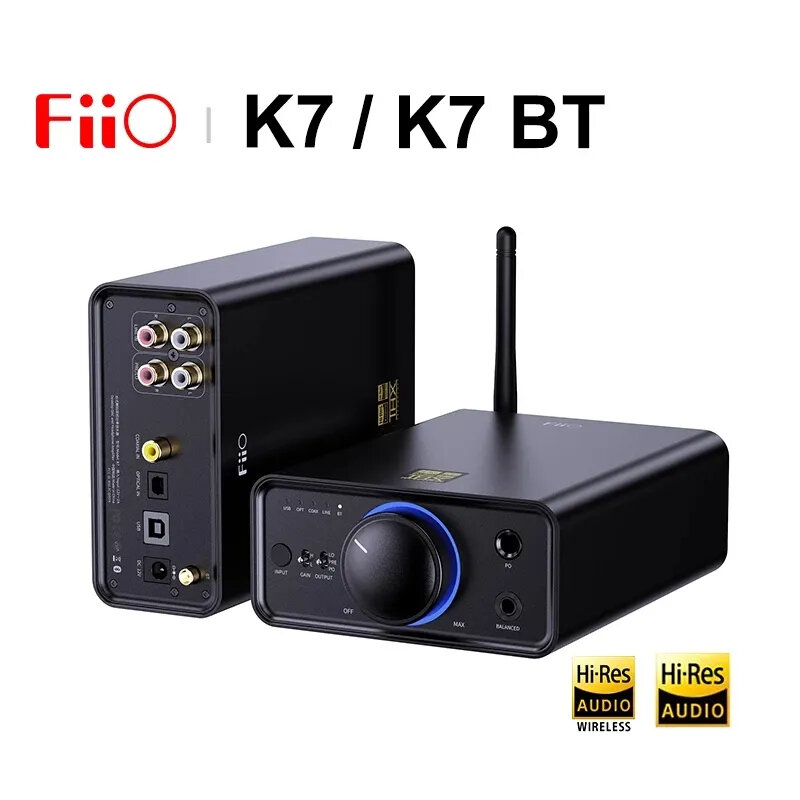 FiiO-K7 بلوتوث HiFi سطح المكتب سماعة مكبر للصوت ، USB ، البصرية ، محوري ، مدخلات RCA ، DAC ، XMOS ، XU208 ، PCM384kHz ، DSD256 ، AK4493S x 2