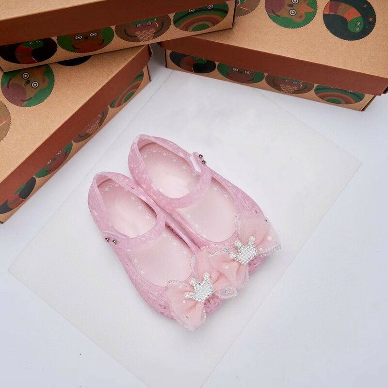 حذاء جيلي كريستالي للأطفال ، تاج عش الطيور ، حذاء الأميرة الفردي ، صنادل الشاطئ الناعمة العطرة للأطفال ، HMI156 ، جديد ،