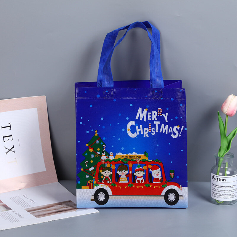 غير المنسوجة هدية أكياس التعبئة والتغليف زينة عيد الميلاد أكياس الحلوى حقيبة أنيقة ذات سعة كبيرة حمل حقيبة