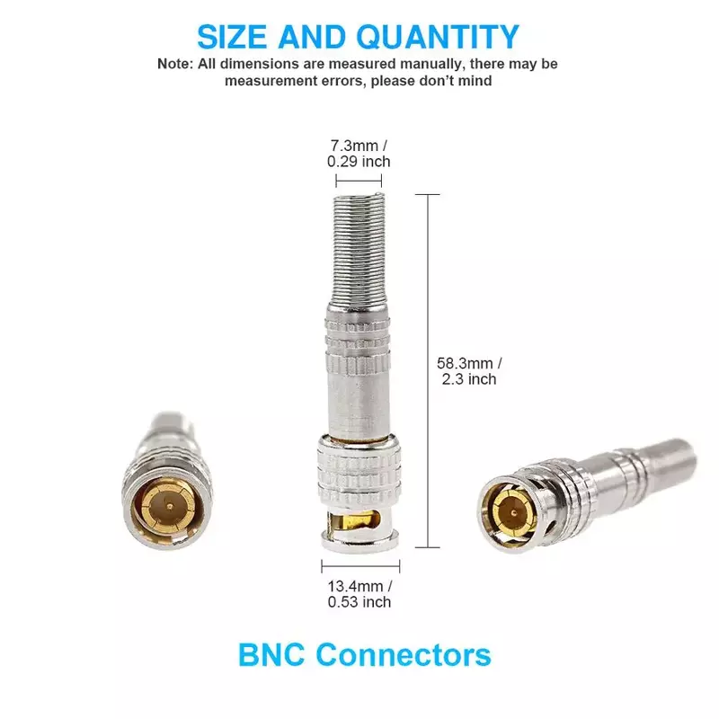 10 قطعة BNC JR-B25 ذكر لحام BNC ذكر أنثى موصل لنظام كاميرا Cctv موصلات محوري كاميرا CCTV الملحقات