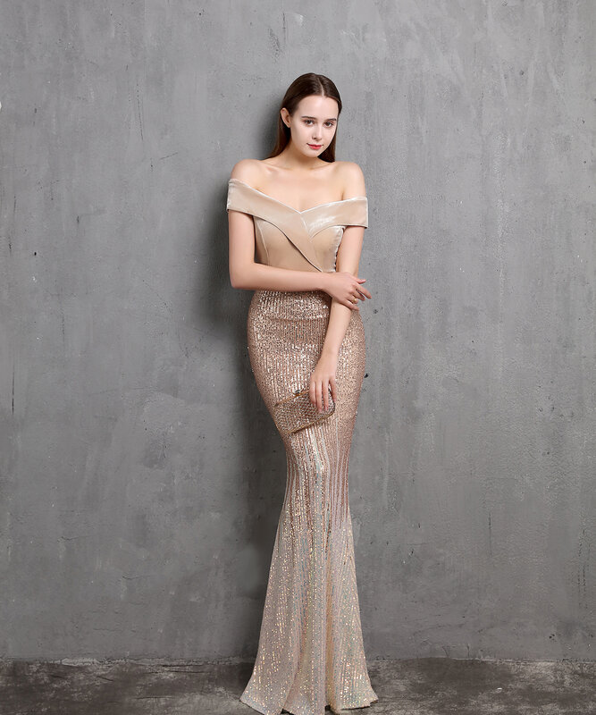 فستان تنورة كلاسيكية موضة 2022 بكتف على شكل ذيل السمكة فستان أنثوي أنيق مناسب للاجتماع السنوي لهالة الملكة المخملية للحفلات