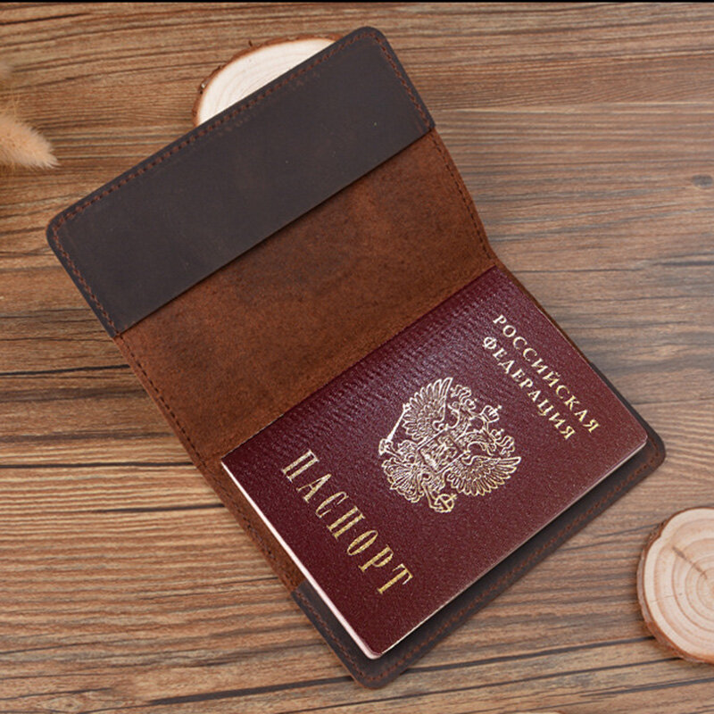 غطاء جلدي منقوش لجواز سفر روسيا ، حامل جواز سفر ، غطاء مخصص للسفر