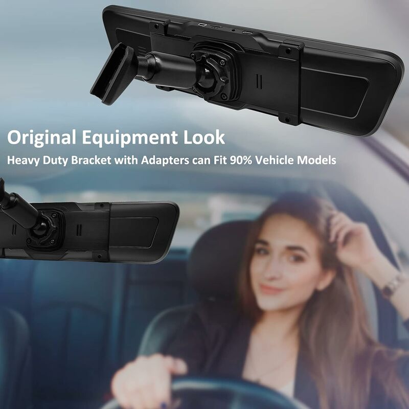 URVOLAX-كاميرا مرآة الرؤية الخلفية الاحتياطية للسيارة ، التحكم الصوتي ، كاميرا الرؤية الخلفية مع عدسة أمامية منفصلة ، OEM ، 12 بوصة