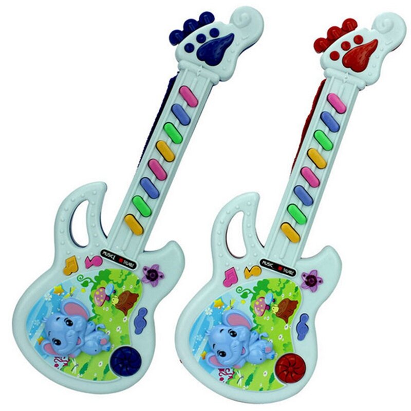 الأطفال الموسيقية لعبة تعليمية الطفل الاطفال المحمولة الكرتون الفيل الغيتار لوحة المفاتيح ألعاب التنموية لون عشوائي
