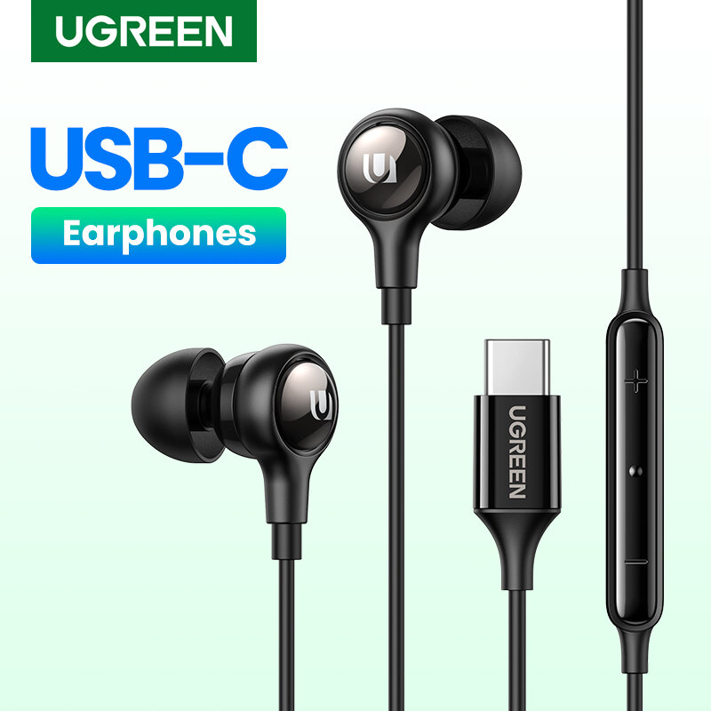 سماعات أذن من UGREEN مزودة بمنفذ USB من النوع C وسماعات أذن سلكية وسماعات رأس مزودة بميكروفون HiFi ستيريو لأجهزة iPad Pro سامسونج جالاكسي S21 Google Pixel 5 موديل 2021