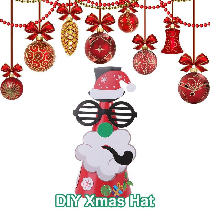قبعة ورقية مصنوعة يدويًا سانتا كلوز ، الأيام الإبداعية ، قبعة عيد الميلاد DIY ، شجرة عيد الميلاد ، ثلج ، لعبة حفلة عيد الميلاد