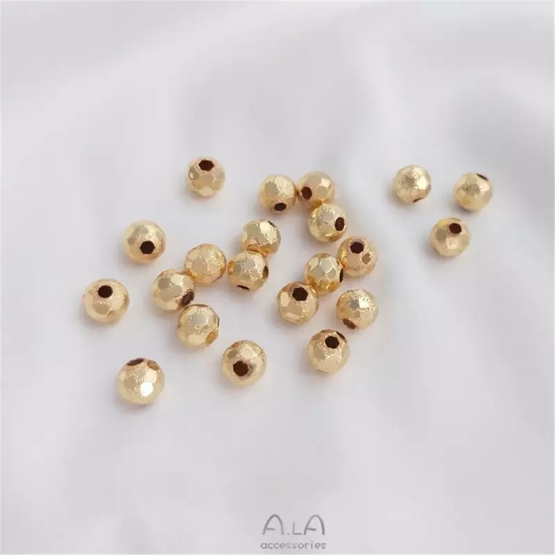 حبات مستديرة لامعة مطلية بالذهب عيار 14 قيراط مقطوعة بالليزر ، مجوهرات مصنوعة يدوياً ، مواد مطرزة ، تصنعها بنفسك ، 6 من C261