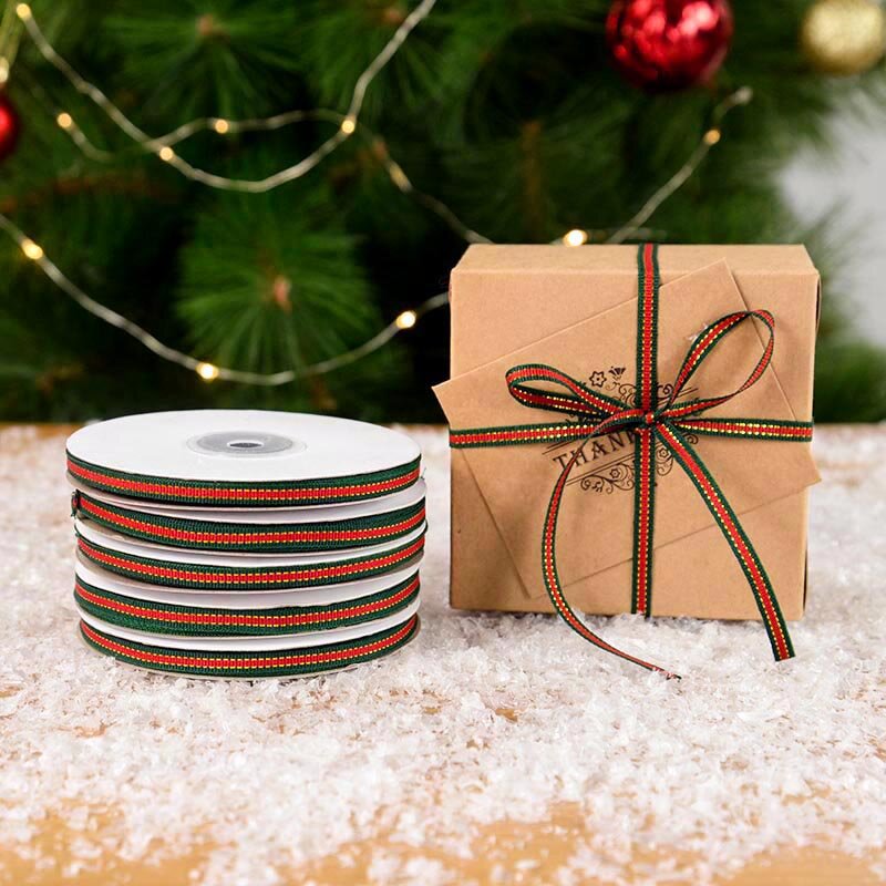 عيد الميلاد هدية صندوق التفاف شرائط ، شجرة زينة للمنزل ، جارلاند الحلي ، نويل الهدايا التفاف ، 25 ياردة