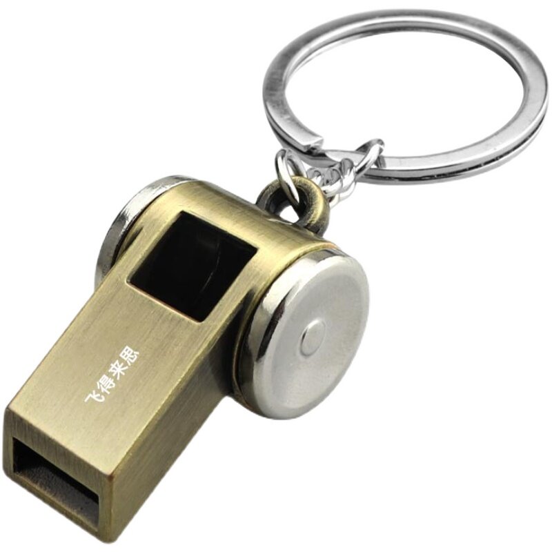 Creative all-metal function whistle keychain sound keychain retro Christmas small gift outdoor survival whistle