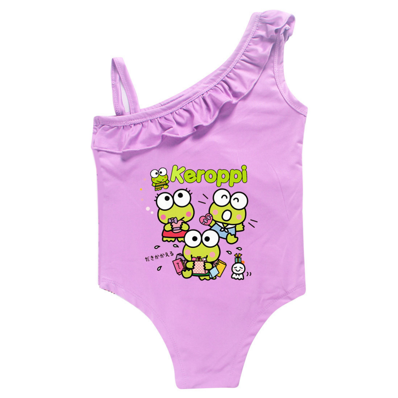 ملابس السباحة Kerokero Keroppi للطفل ، ملابس السباحة قطعة واحدة للفتيات الصغيرات ، ملابس السباحة للأطفال ، ثوب السباحة ، 2-9 سنوات