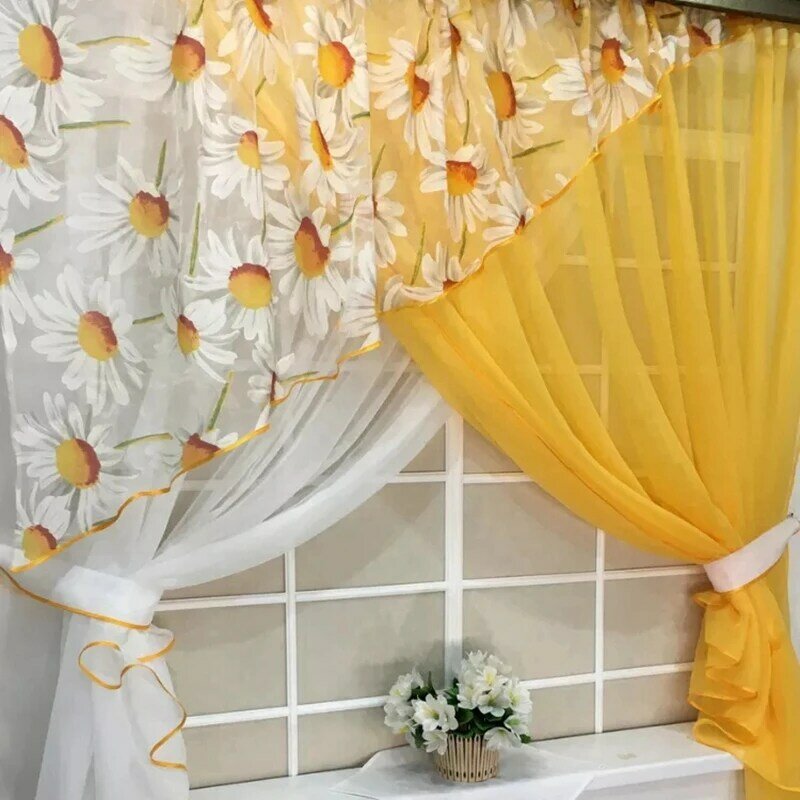 1 قطعة تصميم خاص البرتقال الأصفر المطبخ قصيرة الستار الكورية النمط الرعوي نصف الستار نافذة الباب غرفة المعيشة التقسيم
