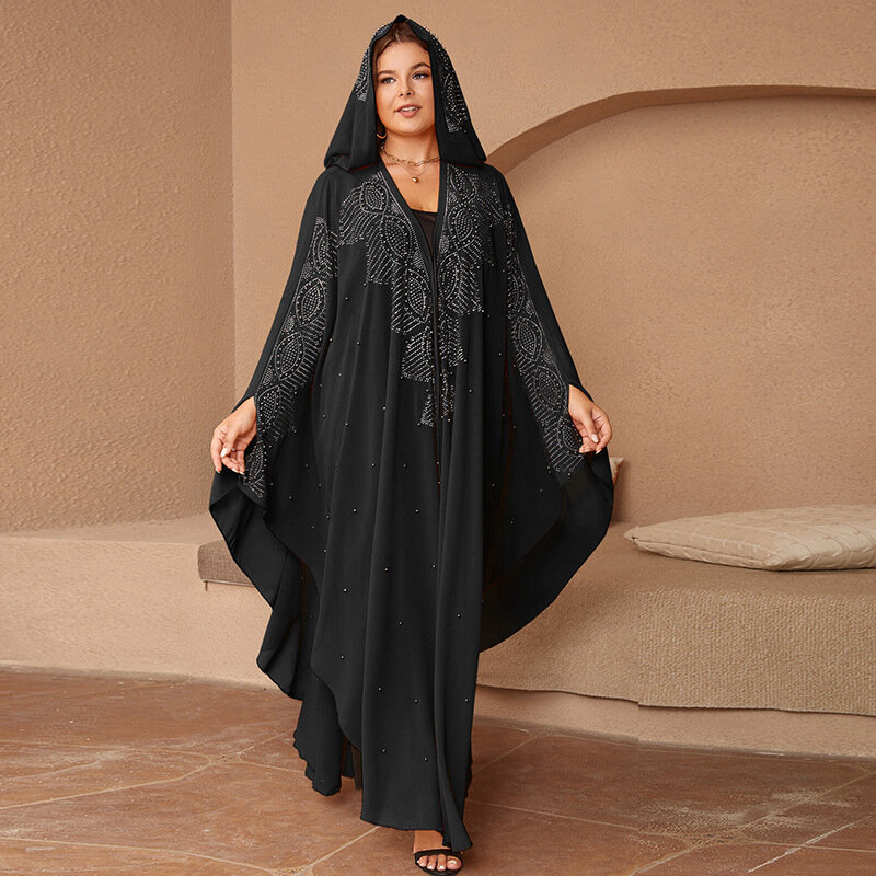 رداء بأكمام خفاش ماسية للنساء ، ملابس نسائية عربية ، ساخن ، ألماس ، دينغتشو ، الشرق الأوسط