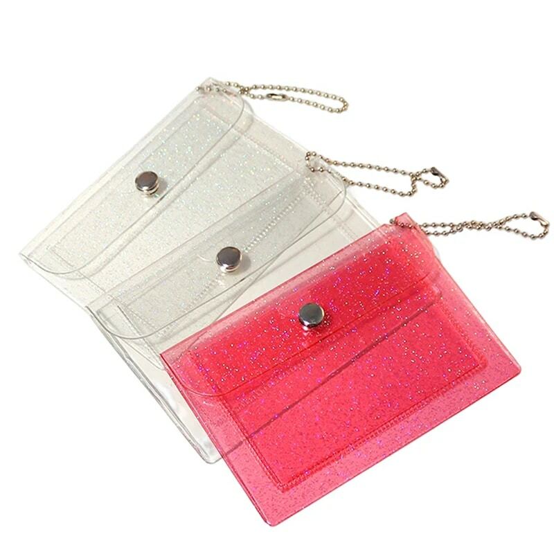 محفظة عملات بلاستيكية شفافة مع حلقة مفاتيح للفتيات ، محفظة صغيرة ، حامل بطاقة هوية ، محفظة أعمال ، لطيفة ، 1 * *